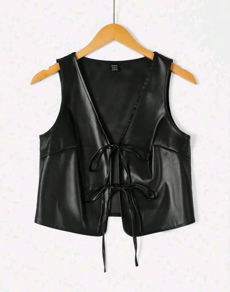 Chaleco cuerina negro 3 XL