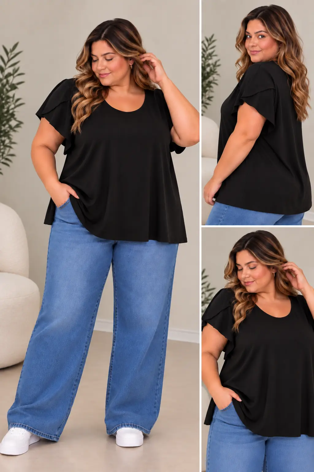Blusa con manga doble negra