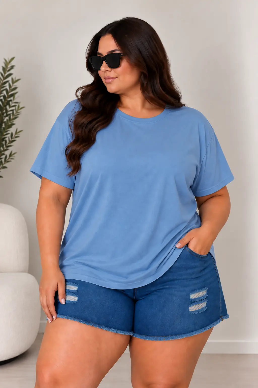 Remera de rayón celeste US 22 / 24
