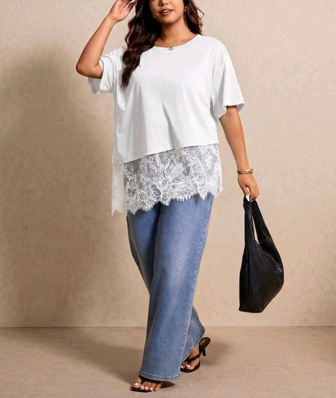 Blusa blanca con encaje 3XL