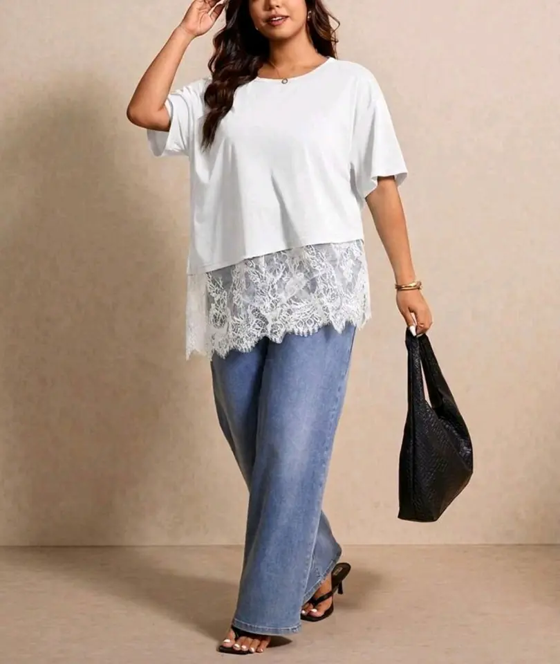 Blusa blanca con encaje 3XL