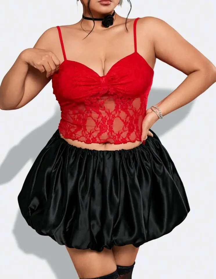 Top de encaje rojo XL