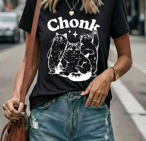 Remerón negro de algodón estampado: gatos
