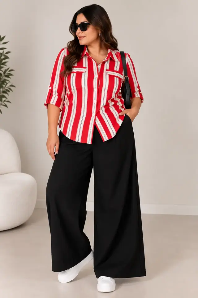 Camisa a rayas roja 3 XL