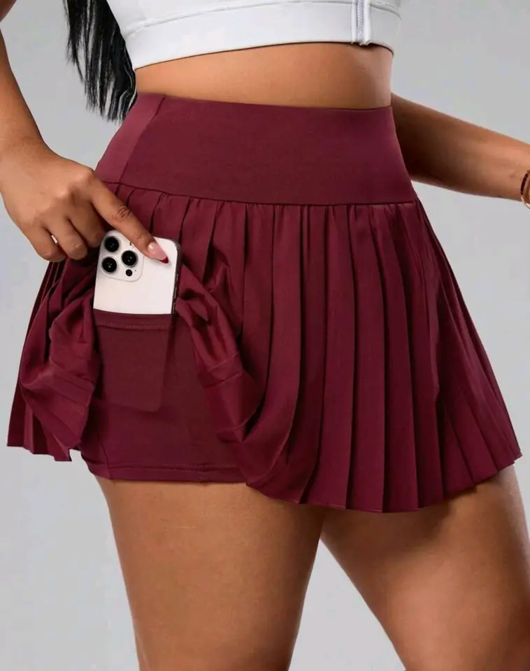 Short pollera tableado bordó 3 XL y 4 XL