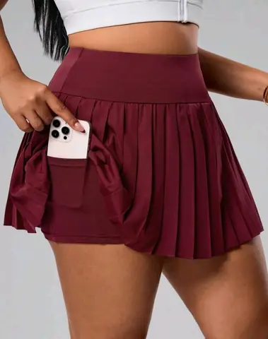 Short pollera tableado bordó 3 XL y 4 XL