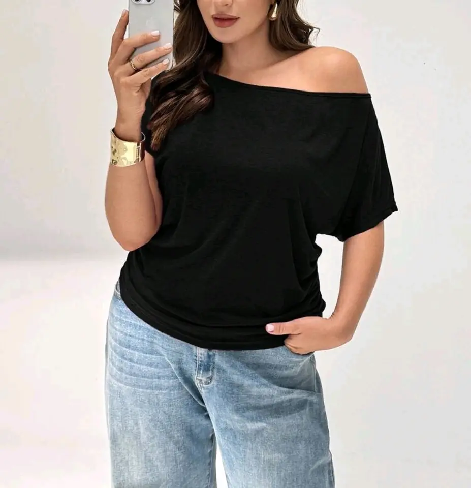 Blusa negra asimétrica algodón 1 XL y 3 XL