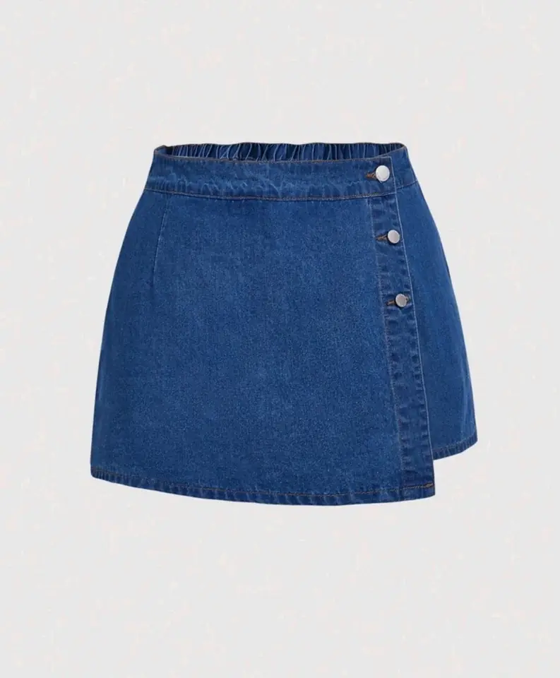 Short pollera de jean azul oscuro 4 XL