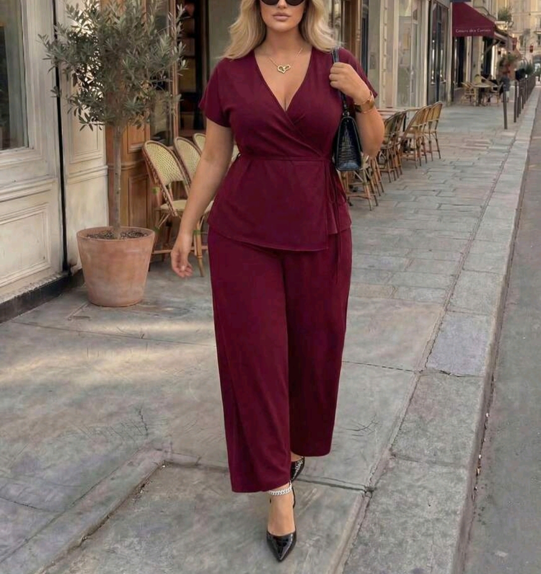 Blusa de atar bordó 4 XL