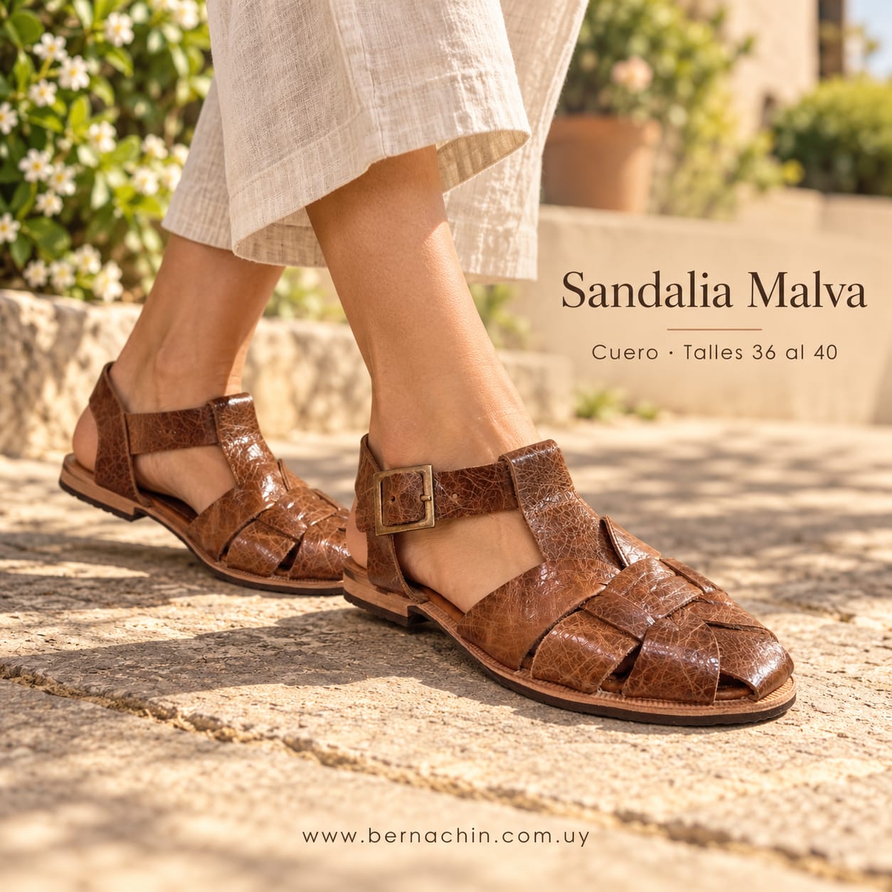 Sandalias de Cuero MALVA  con hebilla - Brown