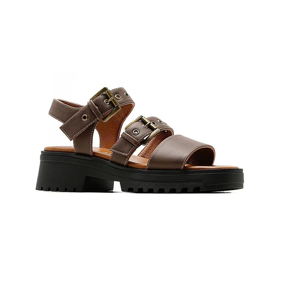 SANDALIAS KORIUM CARINA CON HEBILLAS - MARRÓN