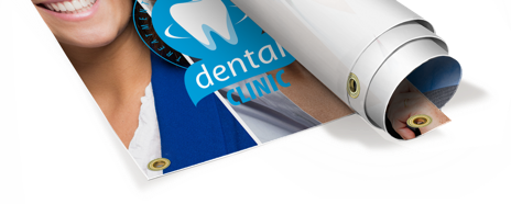 Banner en lona 90cm x 60cm con 6 ojales.
