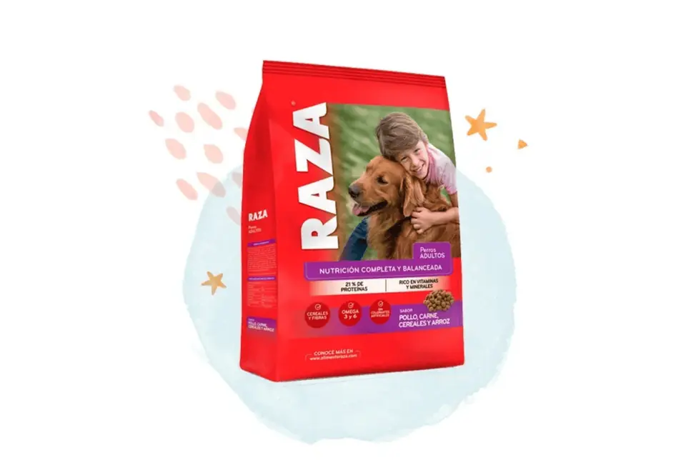 Raza Perro adulto pollo carne cereales y arroz