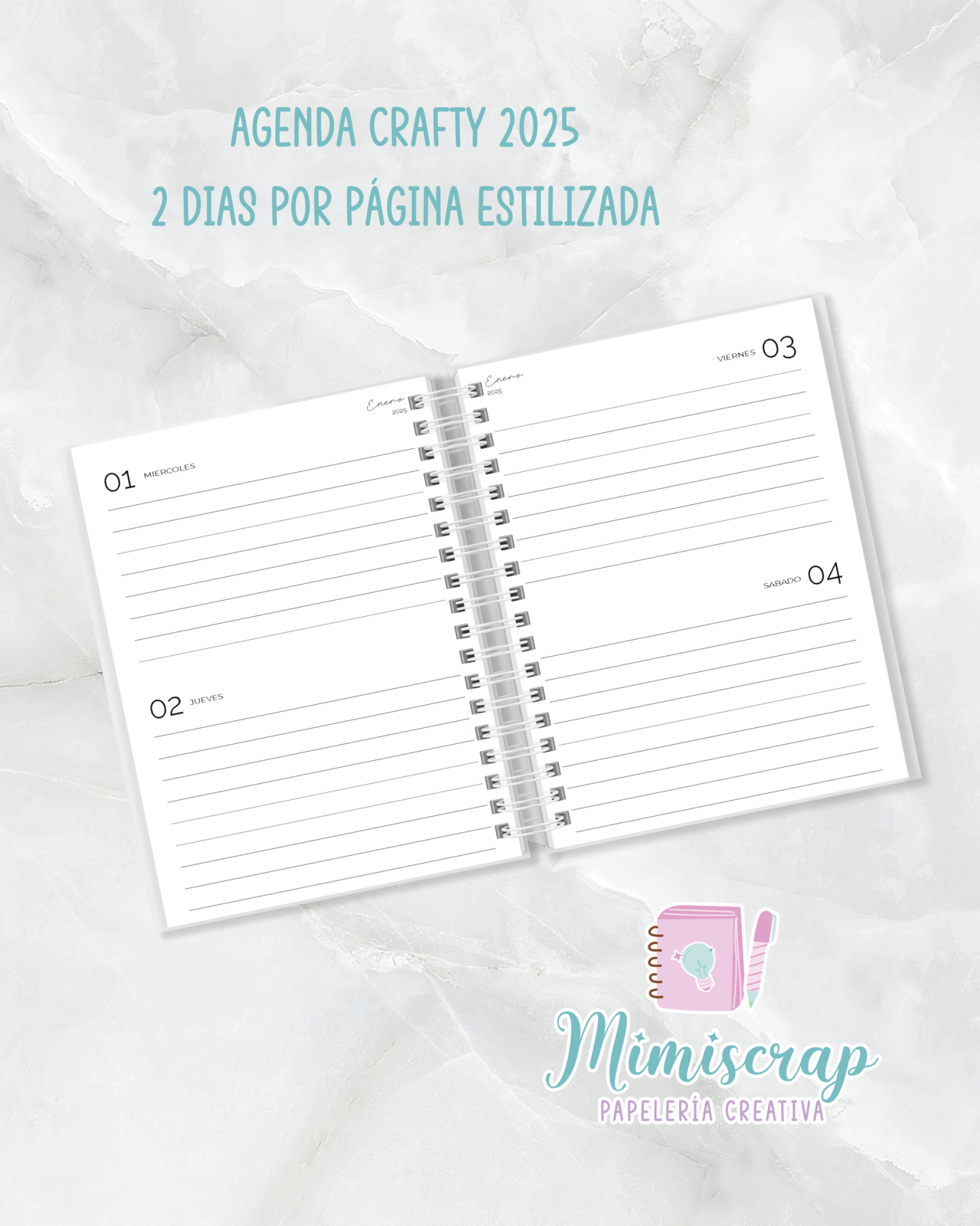 AGENDA 2 DIAS POR PÁGINA - CRAFTY ESTILIZADA