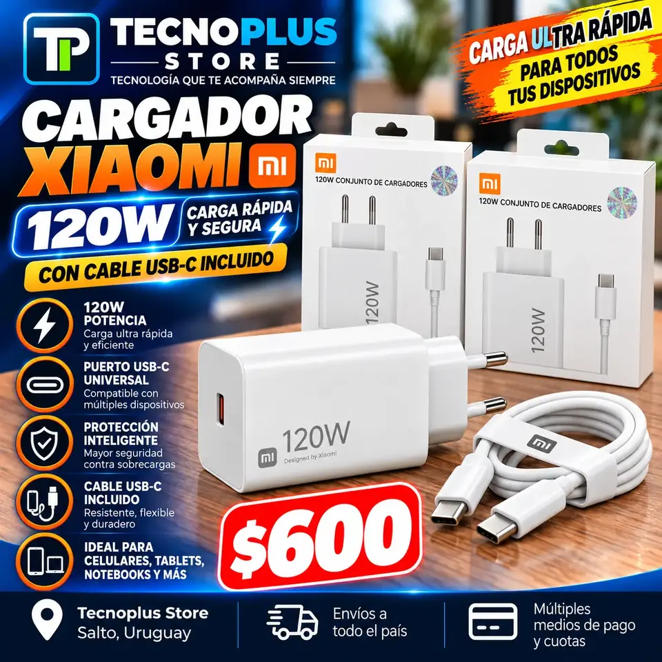 Cargador Xiaomi 120W con Cable USB-C – Carga Rápida