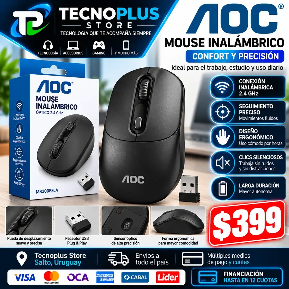 Mouse Inalámbrico AOC – Óptico USB 2.4 GHz