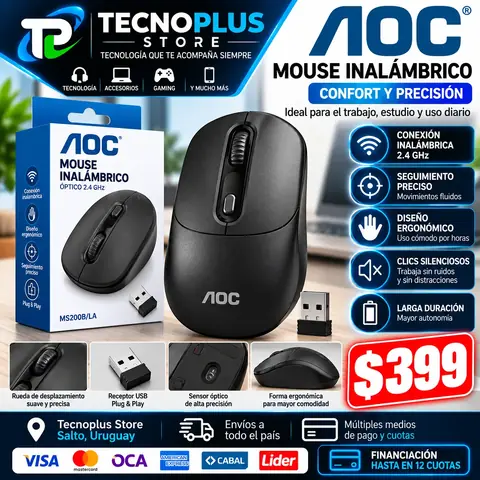 Mouse Inalámbrico AOC – Óptico USB 2.4 GHz
