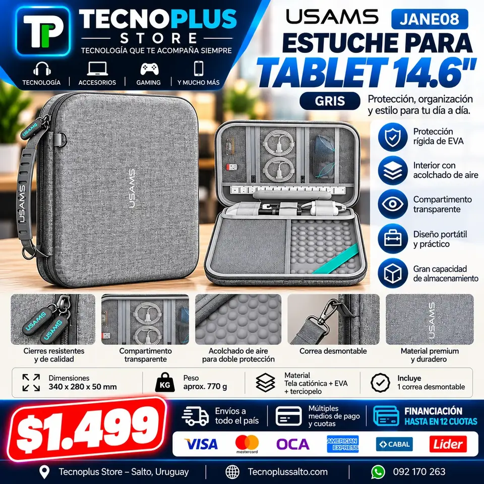Estuche USAMS JANE08 para Tablet 14.6 – Gris