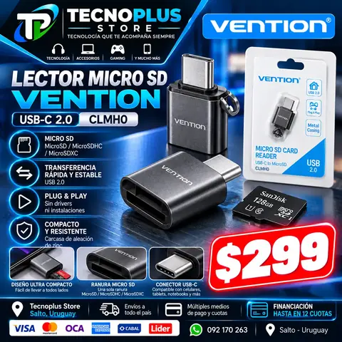 Lector Vention MicroSD USB-C 2.0 CLMH0 – Compacto
