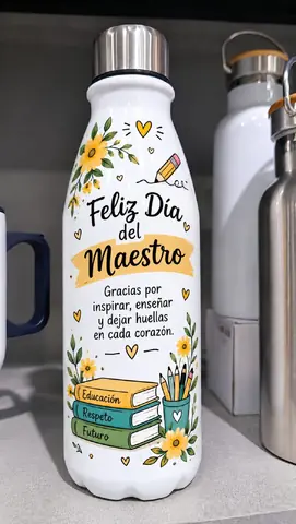 Botella Térmica Personalizada "Día del Maestro" 🌻📚