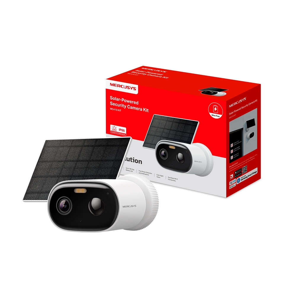 Kit de cámara MERCUSYS MC410 | 2K HD, Energía solar, Exterior