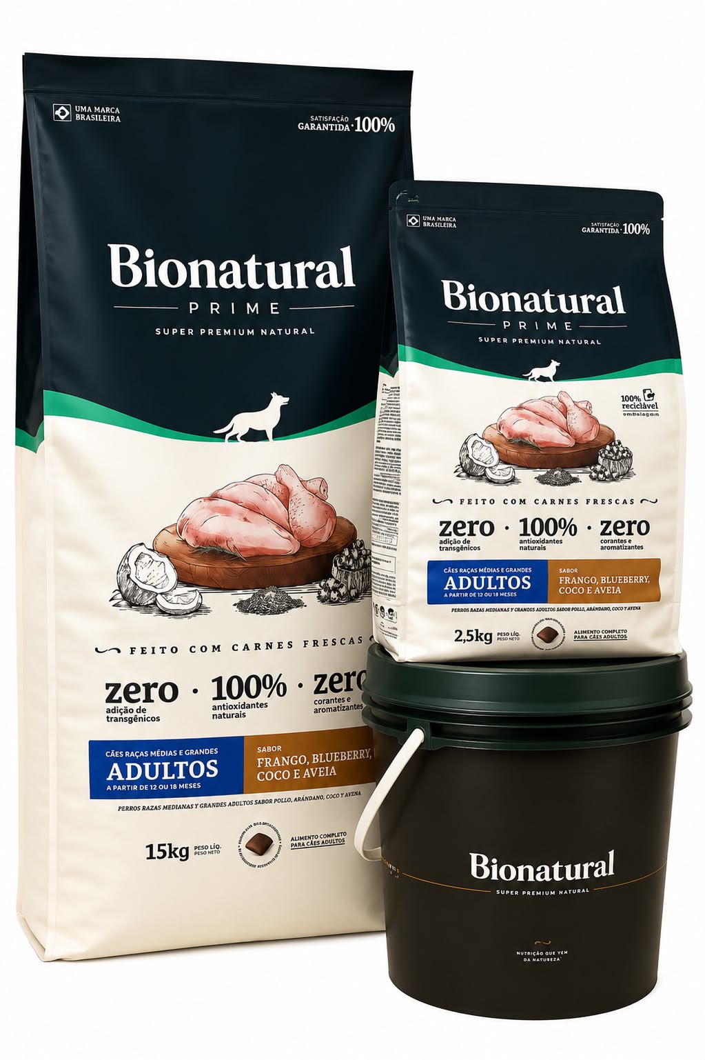Bionatural perros adultos raza mediana y grande 15kg + 2.5kg