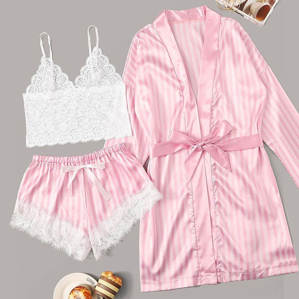 PRE ORDER set pijama con bata pink