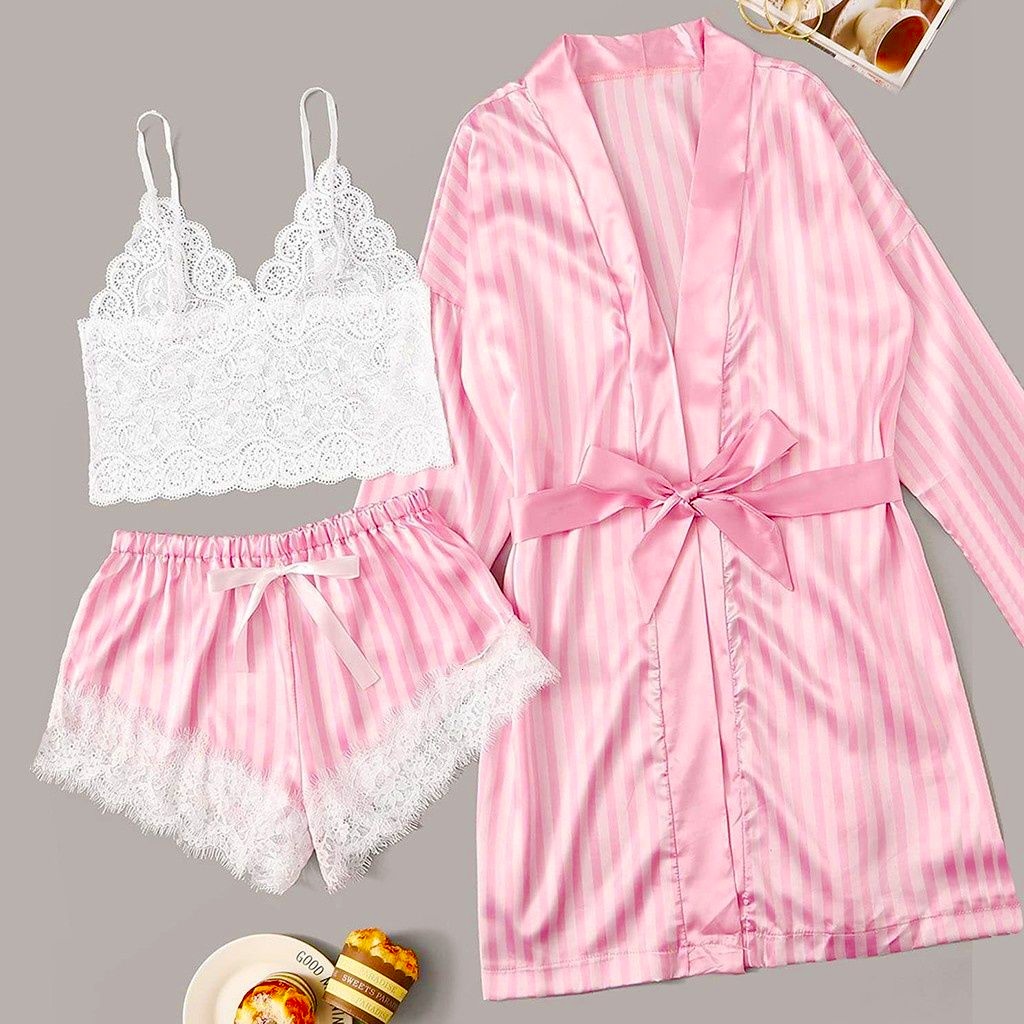 Set pijama con bata pink