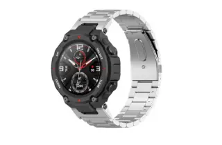 Rokgen Correa De Acero Para Amazfit T-rex (trex Pro) Color Plateado.