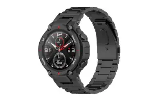 Rokgen Correa de Acero Para Amazfit T-Rex ( Trex Pro) Color Negro.