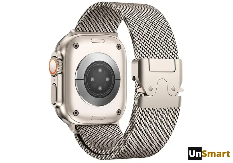 Rokgen Acero Correa Para Apple Watch Premium (42mm-49mm). Color Titanio.