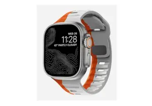 Malla/Correa de Silicona Suave y Deportiva para Apple Watch. Color Naranja y Blanco.