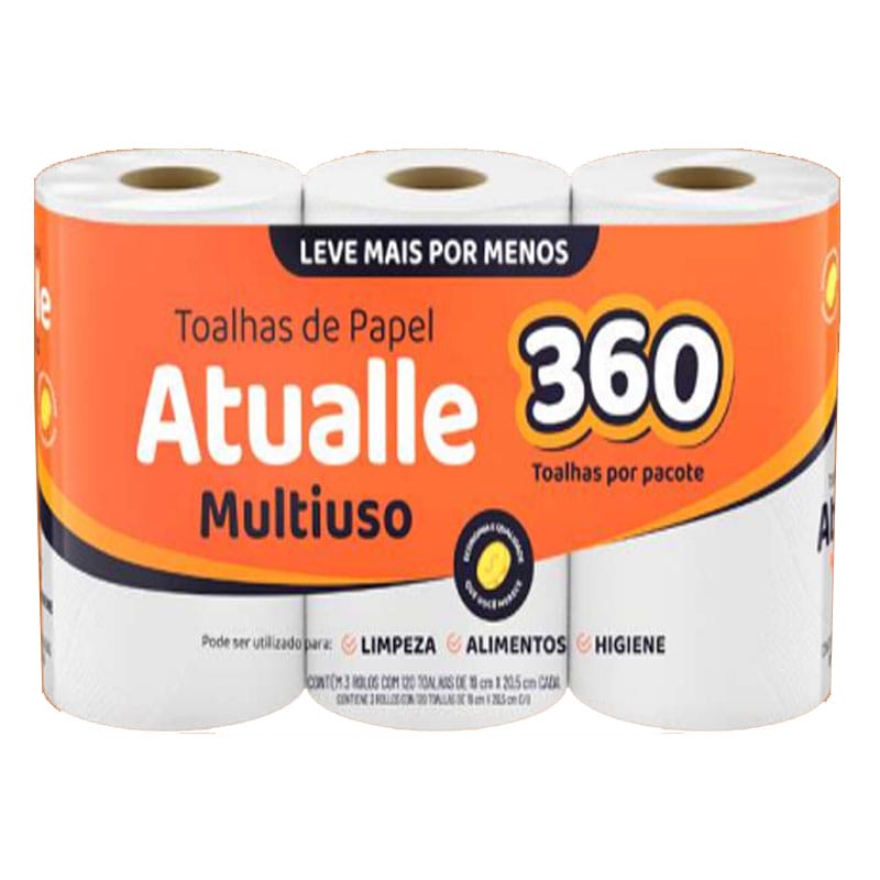 TOALLA DE COCINA ATUALLE X 3 ROLLOS 360 HOJAS