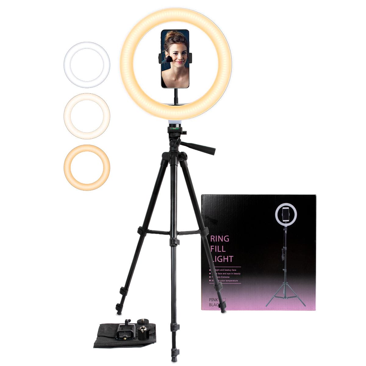 TRIPODE EXTENSIBLE 1.20MTS + ANILLO LUZ LED 26CM