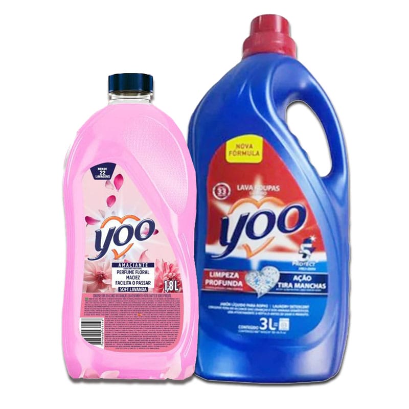 JABON LIQUIDO PARA ROPA YOO 3 LITROS CON  SUAVIZANTE YOO SOFT LAVANDA 1.8LTS