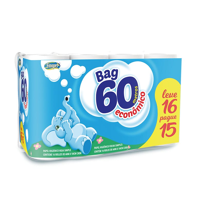 PAPEL HIGIENICO FINOPEL 60MTS X 16 ROLLOS ELEFANTE