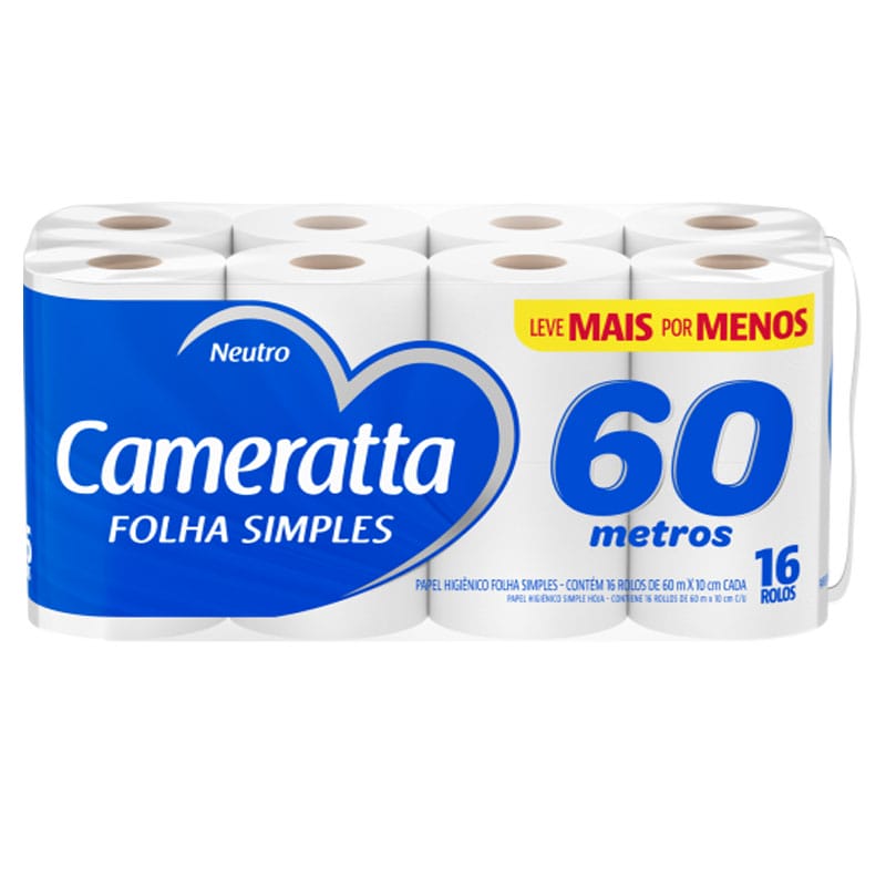 PAPEL HIGIENICO CAMERATTA 60MTS X16 HOJA SIMPLE