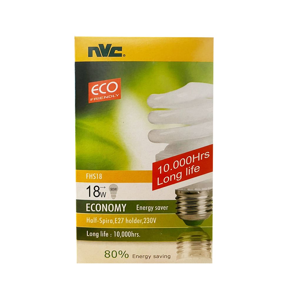 LAMPARA BAJO CONSUMO NVC 18W E27 ENERGIA EFICIENTE A (ILUMINA COMO UNA LAMPARA INCANDESCENTE COMUN DE 90W)