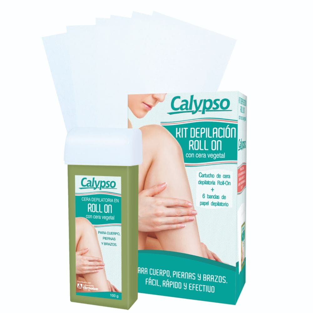 KIT DEPILATORIO CALYPSO ROLL ON CERA VEGETAL CON BANDAS DEPILATORIAS