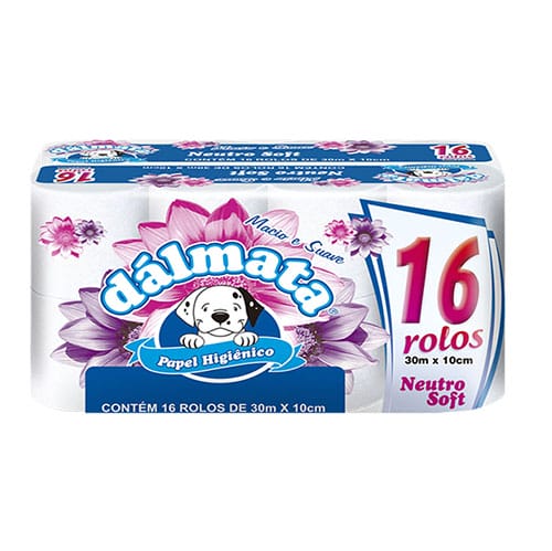 PAPEL HIGIENICO HOJA SIMPLE DALMATA 16 ROLLOS 30MTS