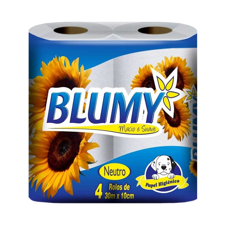 PAPEL HIGIENICO HOJA SIMPLE BLUMY 4 ROLLOS 30MTS