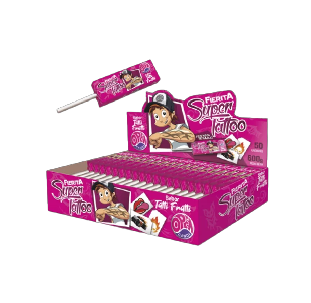 Chupetin Masticable Fierita con Tatuaje - Tutti Frutti