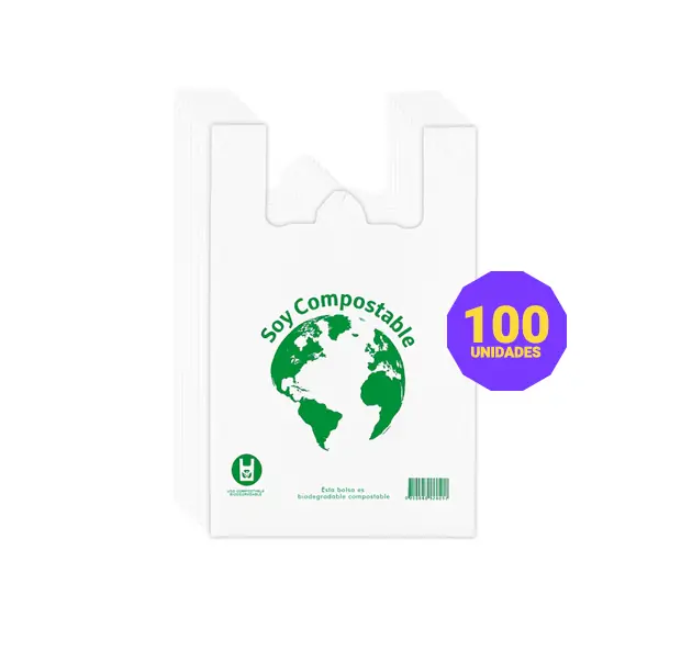 Bolsas Camisetas Compostables 40x50cm 100un