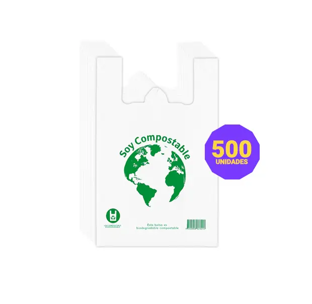 Bolsas Camisetas Compostables 40x50cm 500un