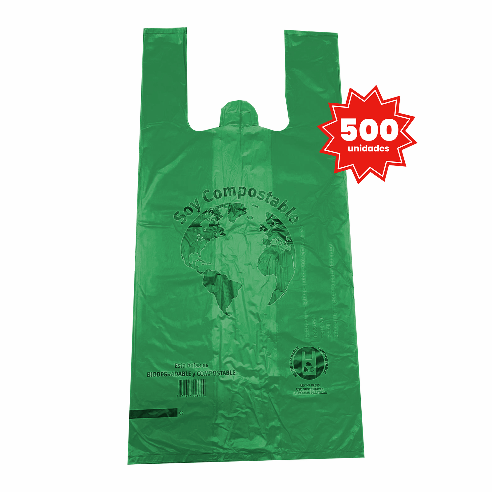 Bolsas Compostables Verdes 500 Unidades