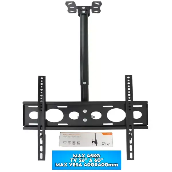Soporte Tv Techo 26" A 60" 45kg Reclinable Negro