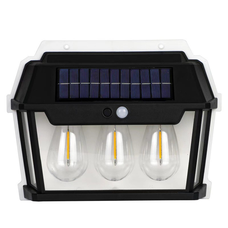 Foco Led Solar Pared Exterior 3 Lámparas Sensor Movimiento