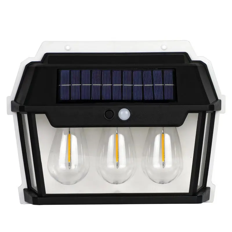 Foco Led Solar Pared Exterior 3 Lámparas Sensor Movimiento