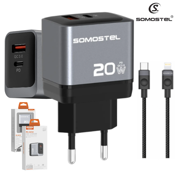 Cargador Pared Usb+cable Tipo-c A Lightning Cargador Rápido