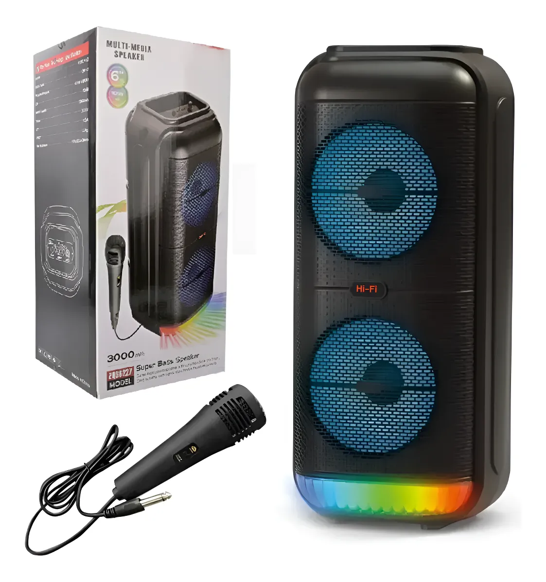 Parlante Inalámbrico Bluetooth Micrófono Radio Fm MicroSD USB Aux